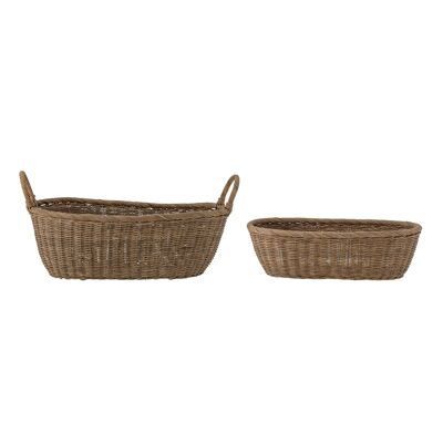 Somma Basket, Brown, Rattan - (L52xW29xH16/L65xW34xH21 cm, Set of 2)