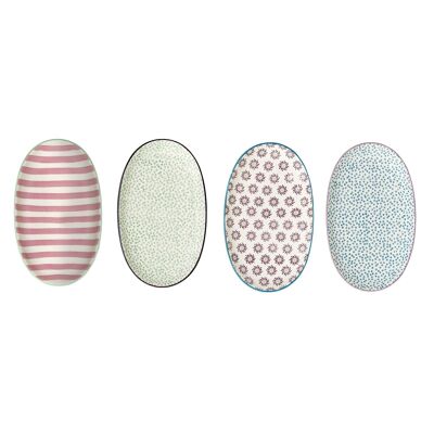 Piatto Patrizia, Blu, Gres - (L21,5xL13 cm, 4 assort.)