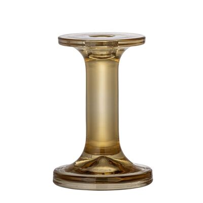 Jamey Candlestick, Brown, Glass - (D9xH13,5 cm)