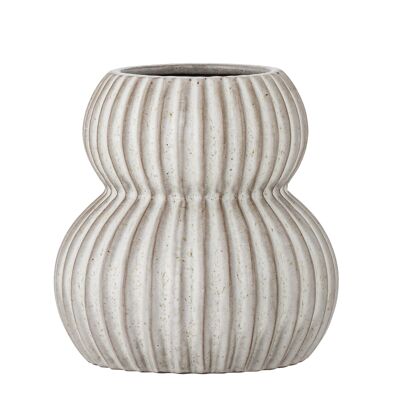 Guney Vase, Blanc, Grès - (D13,5xH14 cm)
