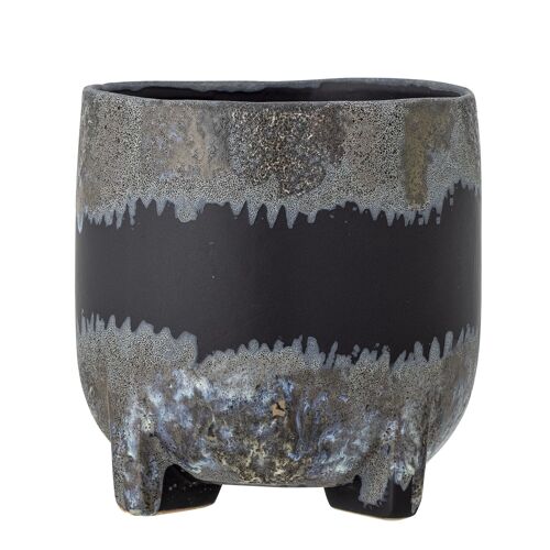 Nasru Flowerpot, Black, Stoneware - (D15,5xH16 cm)
