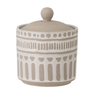 Pot Cora avec Couvercle, Nature, Grès - (D8,5xH10,5 cm)