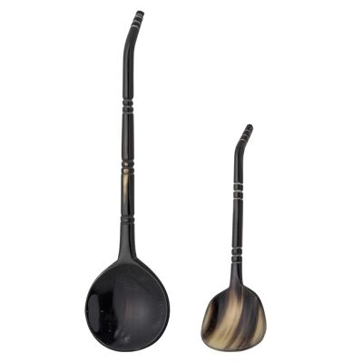 Avelin Spoon, Nature, Horn - (L13xW3/L16xW4 cm, Set of 2)