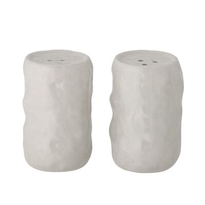 Tinde Salt & Pepper Shaker, White, Stoneware - (D4xH7 cm, Set of 2)