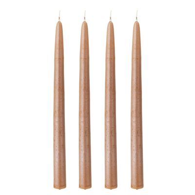 Shimmer Candle, Brown, Parafin - (D2,2xH30 cm, Pack of 4)