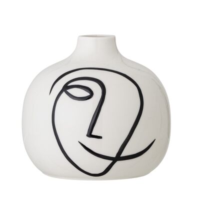 Norma Vase, White, Stoneware - (D14,5xH13,5 cm)