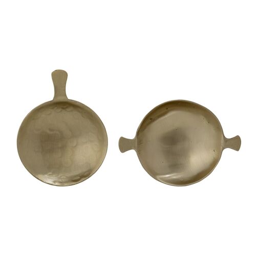 Hugin Bowl, Gold, Brass - (L7,5xH1,5xW6/L7,5xH1,5xW7,5 cm, Set of 2)