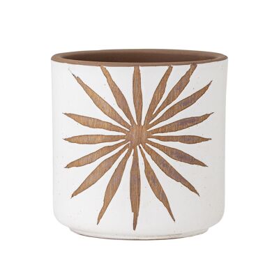 Idris Deco Flowerpot, White, Terracotta - (D12xH12 cm)