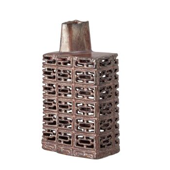 Vase Déco Kiru, Marron, Grès - (L12xH21xW8 cm) 3