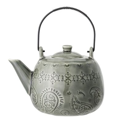 Rani Teapot w/Teastrainer, Green, Stoneware - (L19,5xH13,5xW15 cm)