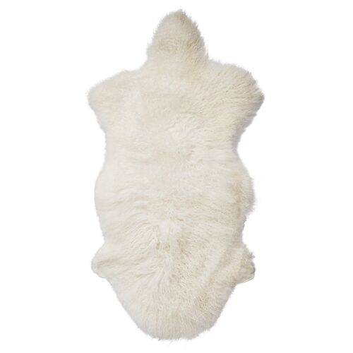 Nanu Skin, White, Lambskin Mongolian - (L90xW50 cm)
