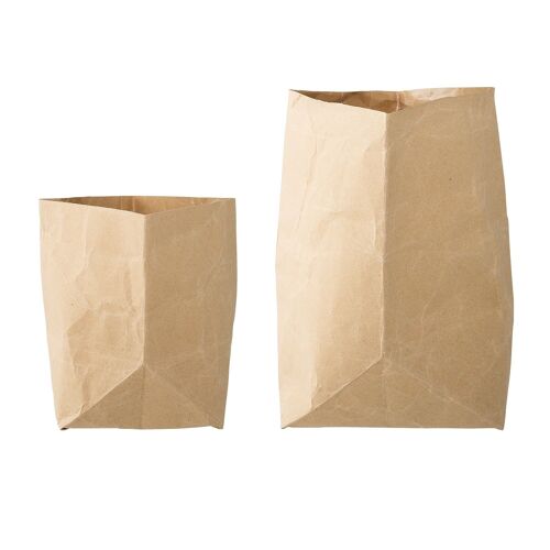 Paper Bag, Nature, Paper - (L15xH20xW15/L20xH30xW20 cm, Set of 2)