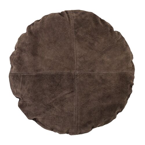 Cushion, Brown, Suede - (D45 cm)
