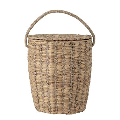 Gulla Basket w/Lid, Nature, Water Hyacinth - (D35xH42 cm)