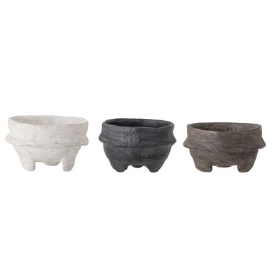 Asbjorn Deco Bowl, bianco, cartapesta - (D15xH10 cm, set di 3)