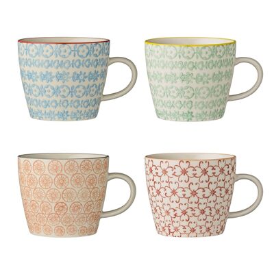 Taza Carla, Rojo, Gres - (D9,5xH8 cm, 4 surt.)