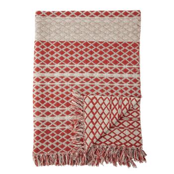 Plaid Verona, rouge, coton recyclé - (L160xl130 cm) 1