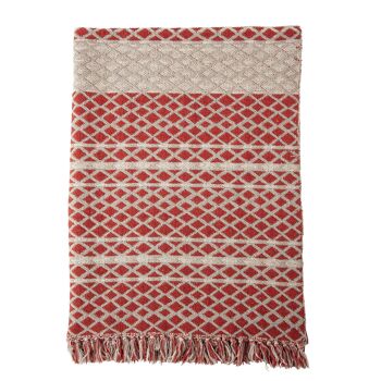 Plaid Verona, rouge, coton recyclé - (L160xl130 cm) 2