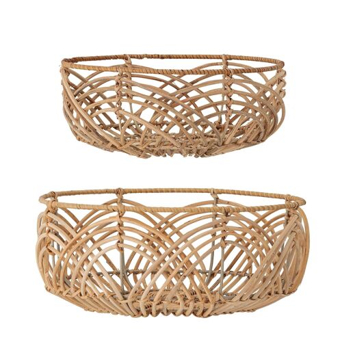 Anton Bread Basket, Nature, Rattan - (D25xH10/D30xH12 cm, Set of 2)