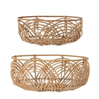 Cestino per pane Anton, natura, rattan - (D25xH10/D30xH12 cm, set di 2)