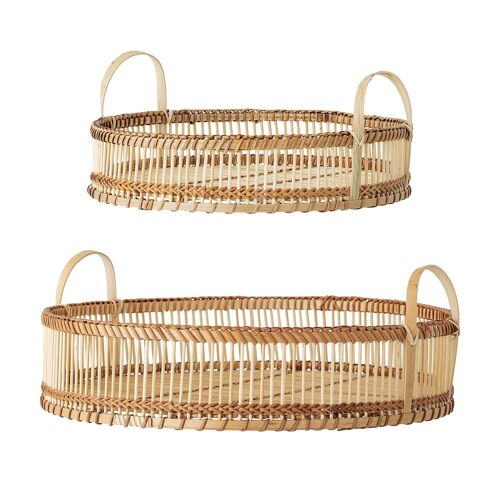 Salle Tray, Nature, Bamboo - (D35xH8/D45xH10 cm, Set of 2)