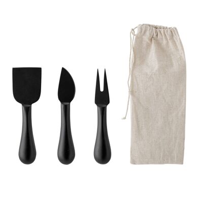 Utensilios para Queso Evalda, Negro, Acero Inoxidable - (L16xW2,5/L16xW3/L16xW5 cm, Juego de 3)