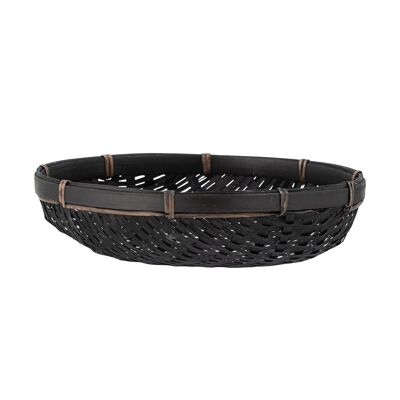 Malika Bread Basket, Black, Bamboo - (D25xH6 cm)