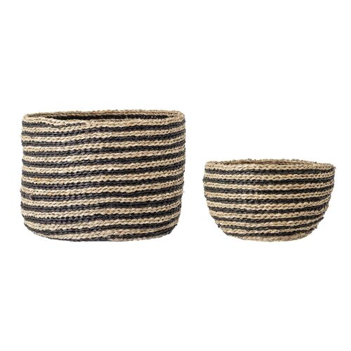 Marialucia Basket, Nature, Seagrass - (D33xH19,50/D42xH31 cm, Set of 2)