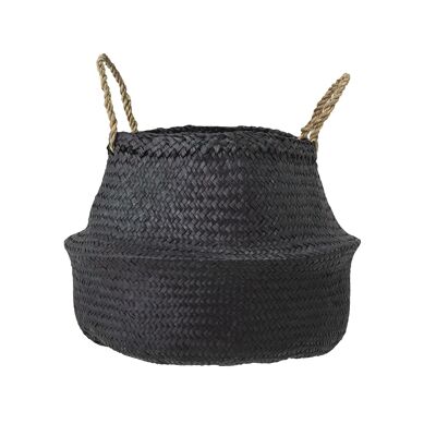Floria Basket, Black, Seagrass - (D35xH39 cm)