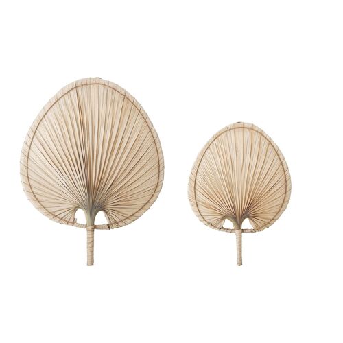 Oumou Wall Decor, Nature, Palm leaf - (L29xH42xW2,5/L41xH54xW3 cm, Set of 2)