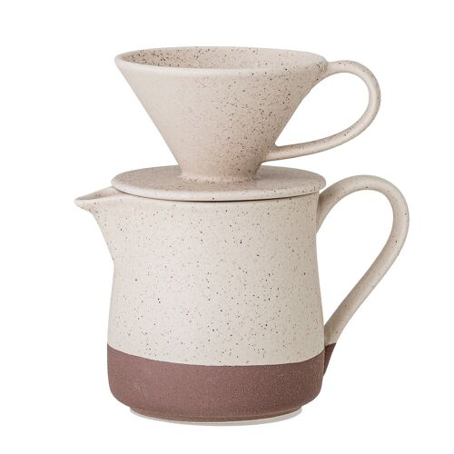 Franz Coffee Pot w/Dripper, Nature, Stoneware - (D10xH16,5 cm)