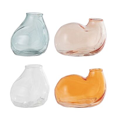 Vase, Transparent, Verre - (L6xH4xP4,5 cm, Lot de 4)