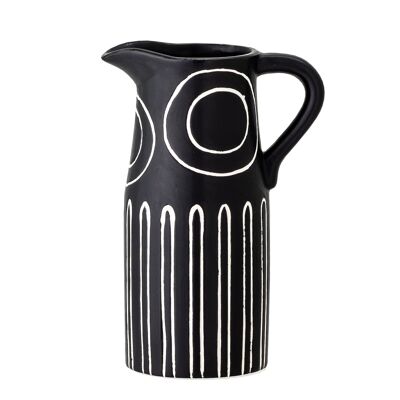 Vase Troy, Noir, Grès - (D7,5xH17xL11 cm)
