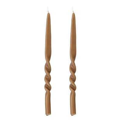 Bougie Twist, Marron, Parafine - (D2,2xH40 cm, Lot de 2)