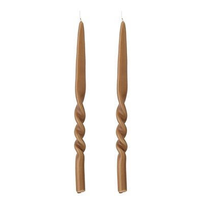 Twist Candle, Brown, Parafin - (D2,2xH40 cm, Pack of 2)