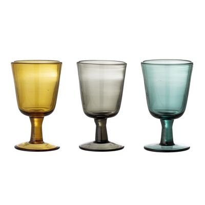 Verre à vin Kanda, jaune, verre - (D8xH14 cm, lot de 3)