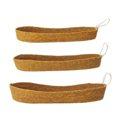 Vassoio Gustas, Marrone, Seagrass - (L35,5xH4xW12,5/L38xH5xW14/L40xH6xW16 cm, Set di 3)