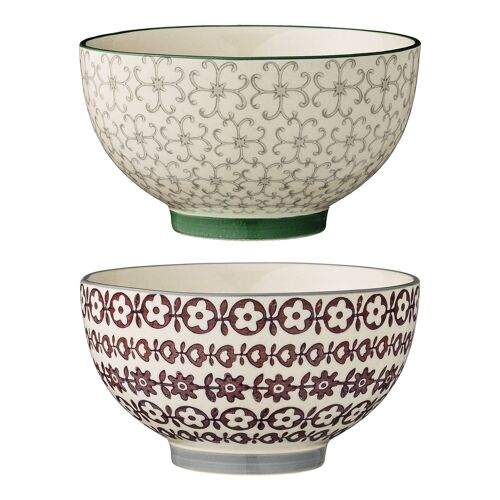 Karine Bowl, Green, Stoneware - (D13,5xH7,5 cm, 2 assort.)