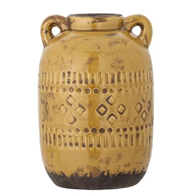 Rijad Deco Vase, Jaune, Terre Cuite - (D18xH25,5 cm)