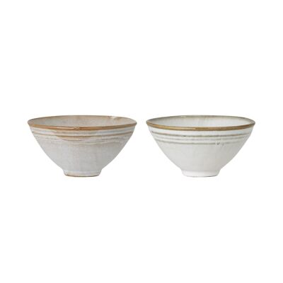 Masami Bowl, White, Stoneware - (D12,5xH6,5 cm, Set of 2)