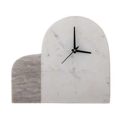Moria Table Clock, White, Marble - (L25,5xH23xW5 cm)