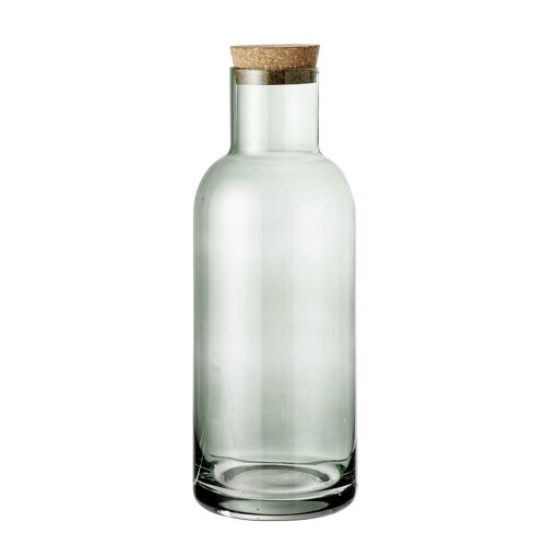 Ragna Bottle w/Lid, Green, Glass - (D9xH25 cm)