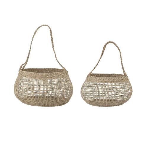 Gianni Basket, Nature, Seagrass - (D33XH20/D40xH22,5cm, Set of 2)