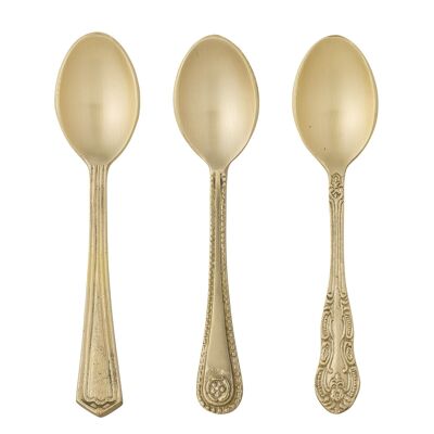 Meloua Spoon, Gold, Brass - (L13xW3 cm, Set of 3)