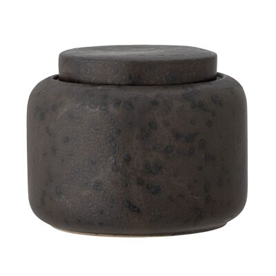 Chau Jar w/Lid, Brown, Stoneware - (D13,5xH11 cm)