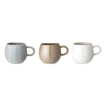 Tazza Addison, Grigio, Gres - (D10,5xH10 cm, 3 assort.)