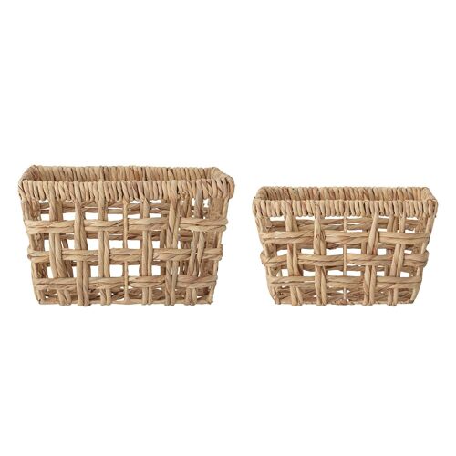 Saime Basket, Nature, Water Hyacinth - (L31xH19xW21/L36xH22xW24 cm, Set of 2)