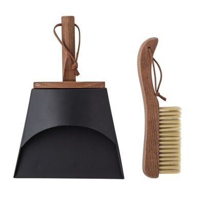 Cleaning Dustpan & Broom, Brown, Beech - (B:L26xH7xW2 / D:L31xH5,5xW20 cm, Set of 2)