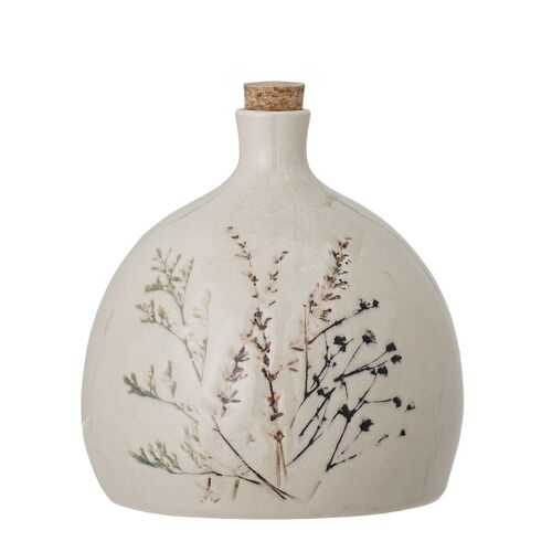 Bea Bottle w/Lid, Nature, Stoneware - (D13,5xH15 cm)
