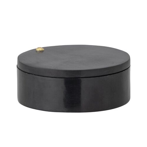 Manja Jar w/Lid, Black, Soapstone - (D10xH4 cm)